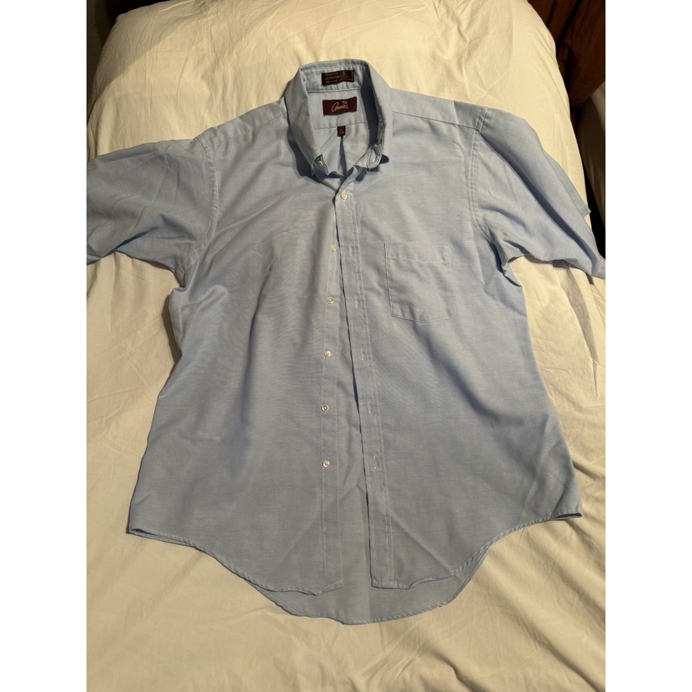 Men's Vintage Arnie Light Blue Button Up Short Sleeve Made In Usa Arnold Palmer